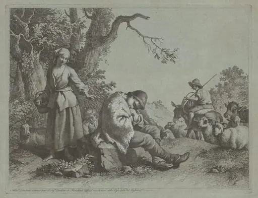 Sleeping Shepherd Boy and  Woman with a Child