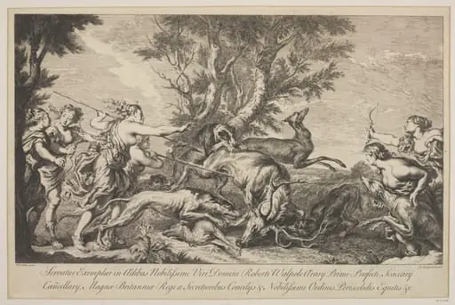 Diana and her nymphs chasing the stag