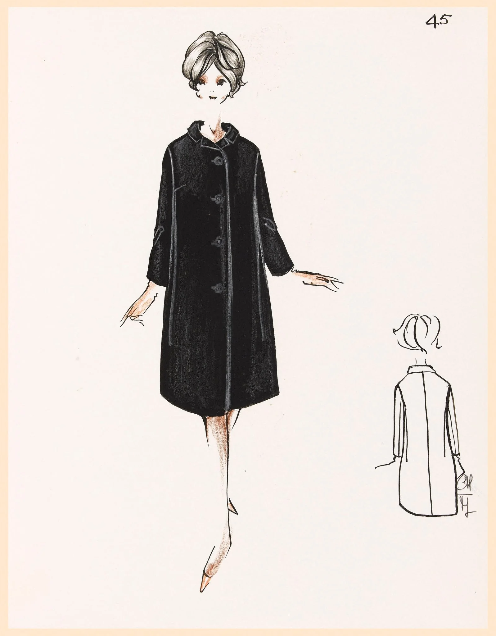 Manteau noir, by Carven, 1967