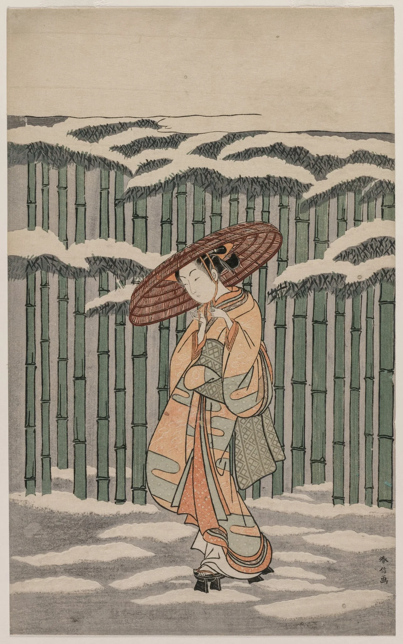 Passing the Bamboo Grove, by Suzuki Harunobu, 1890