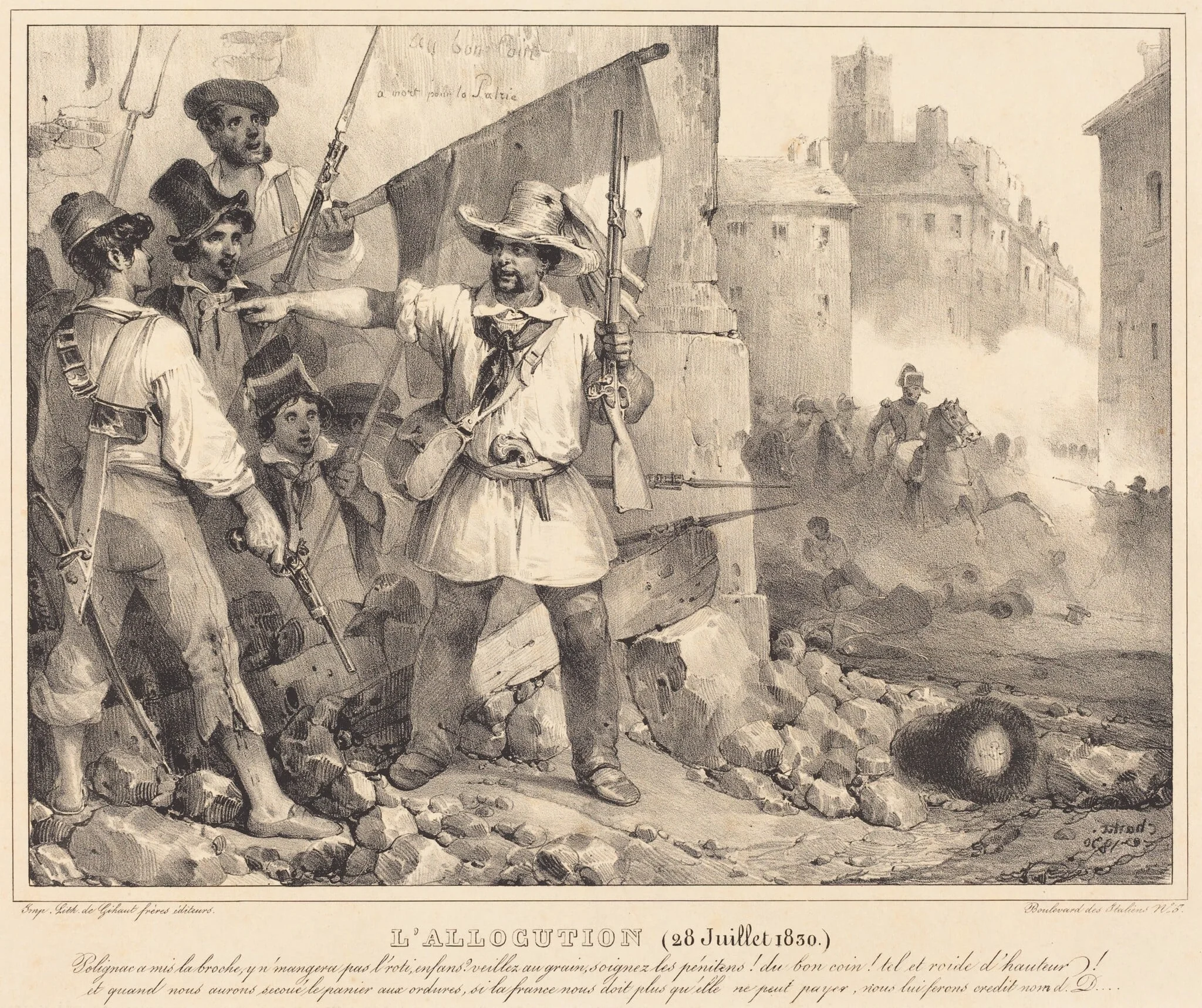 L'Allocution, 20 juillet, 1830, by Nicolas Toussaint Charlet, ink, 1830