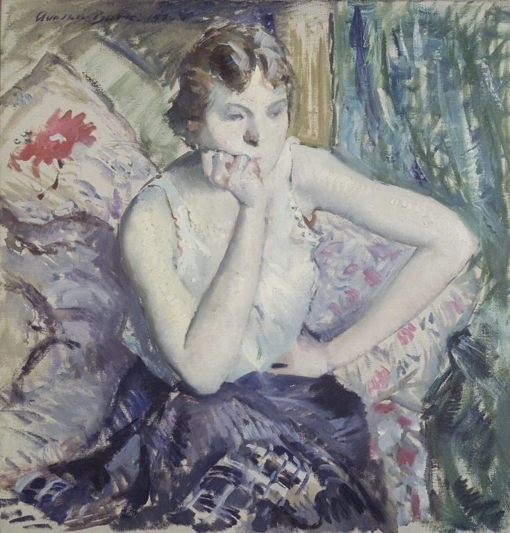 Girl Meditating, by Adolphe Borie, oil, 1916