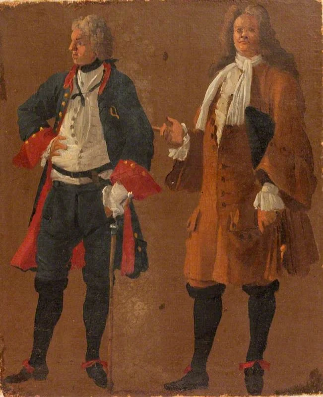 Studies of Two Gentlemen, by Luca Carlevarijs, oil, 1705