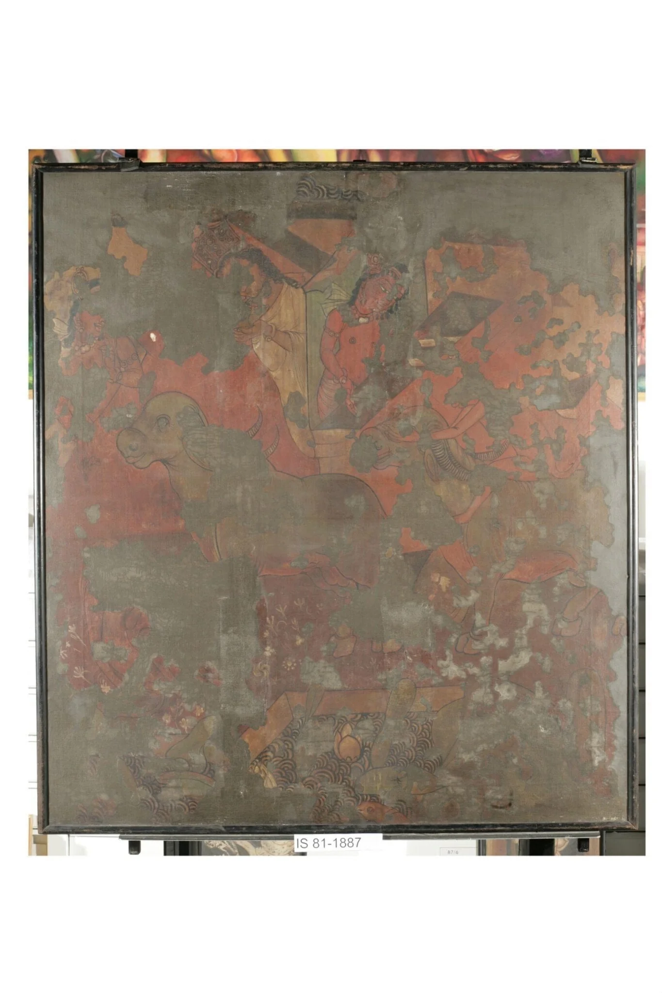 Copy of painting inside the caves of Ajanta (cave 16), by John Griffiths, oil, 1882