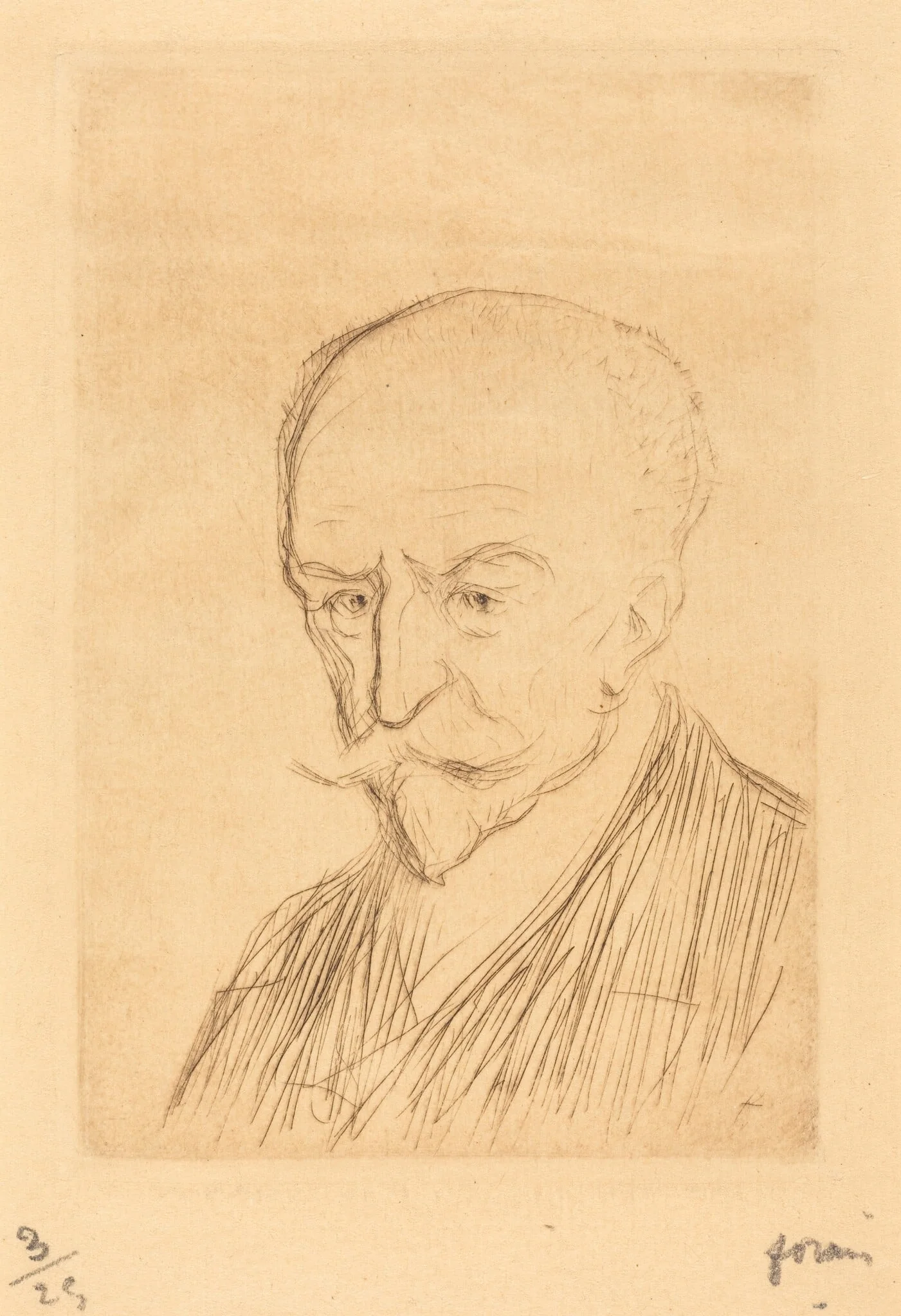 J.-K. Huysmans, by Jean-Louis Forain, ink, 1909