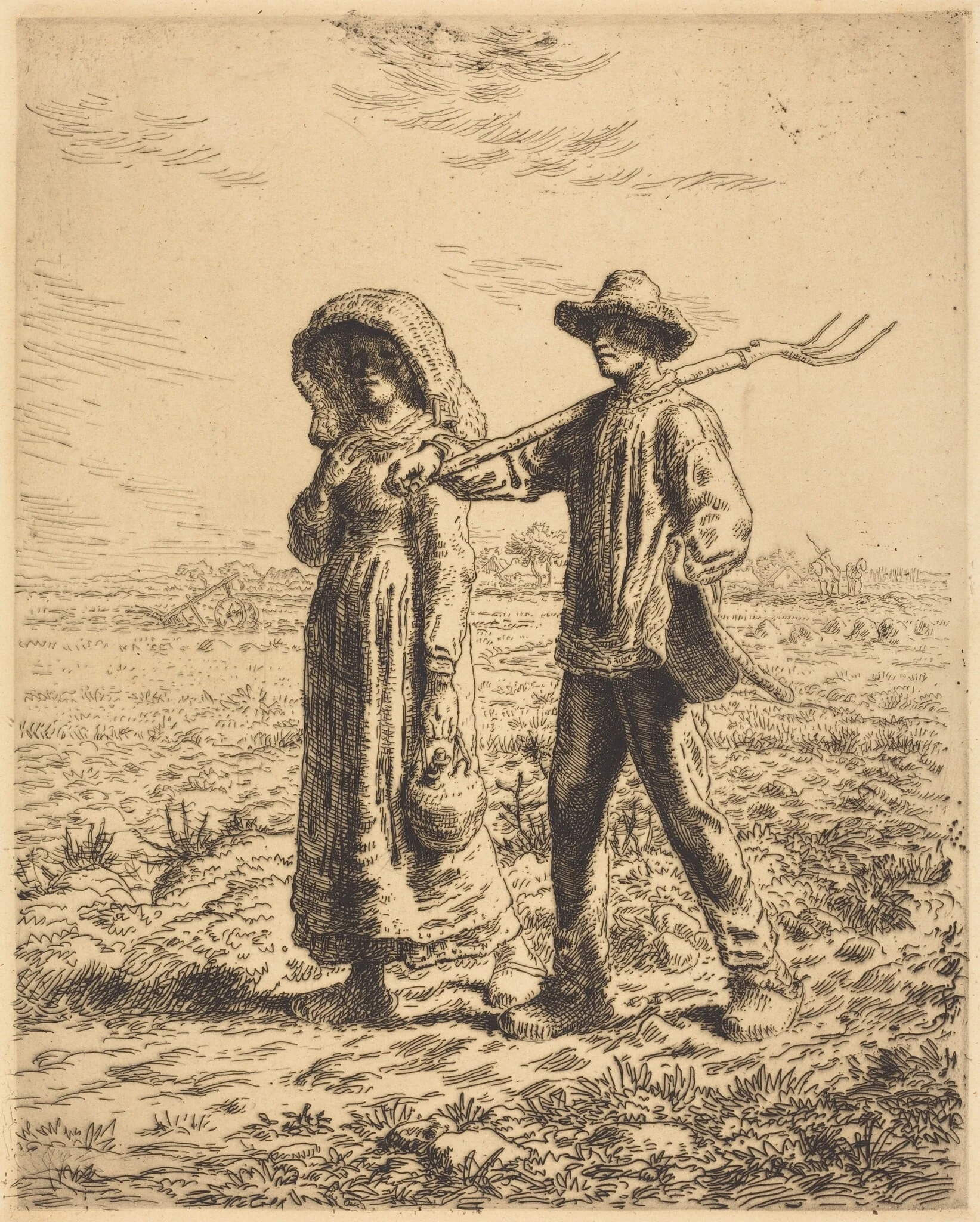Departure for Work (Le depart pour le travail), by Jean François Millet, ink, 1863