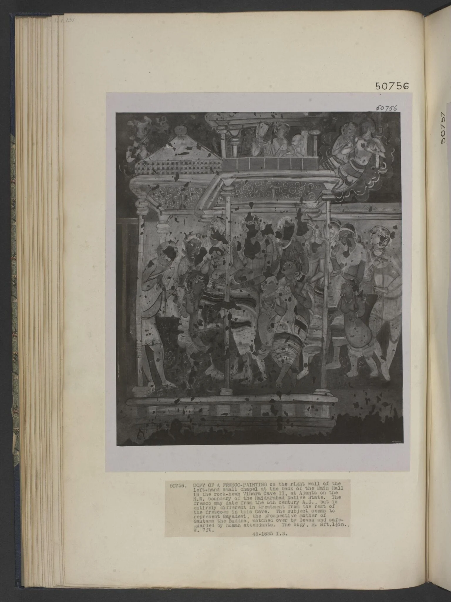 Copy of painting in the caves of Ajanta (cave 2)