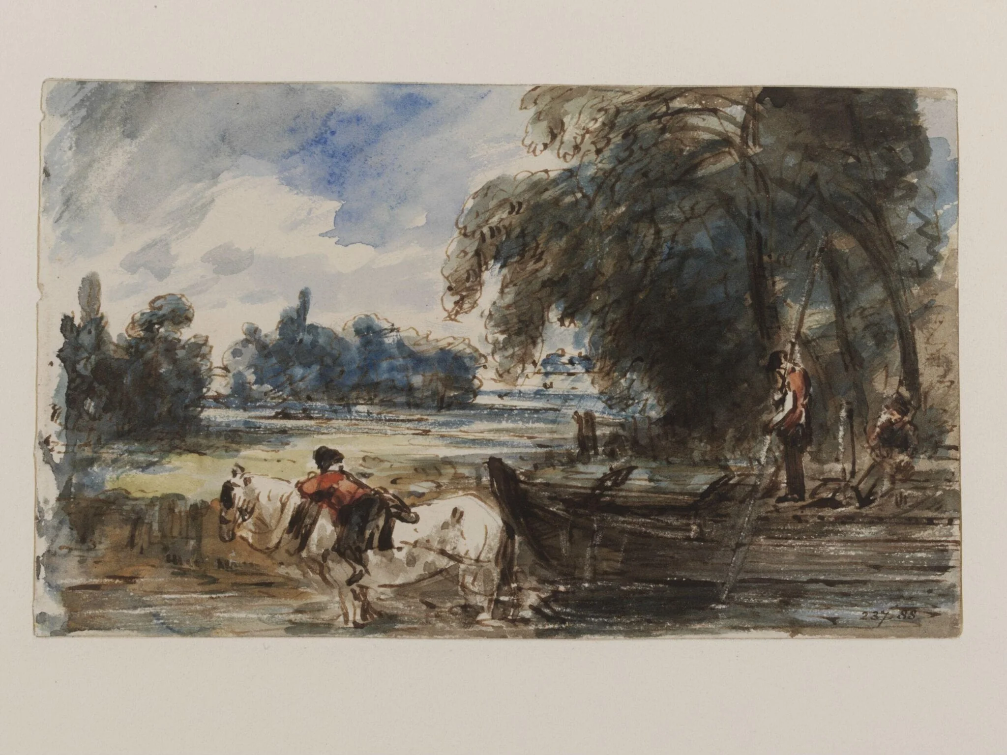 A barge on the Stour, by John Constable, watercolor, 1832