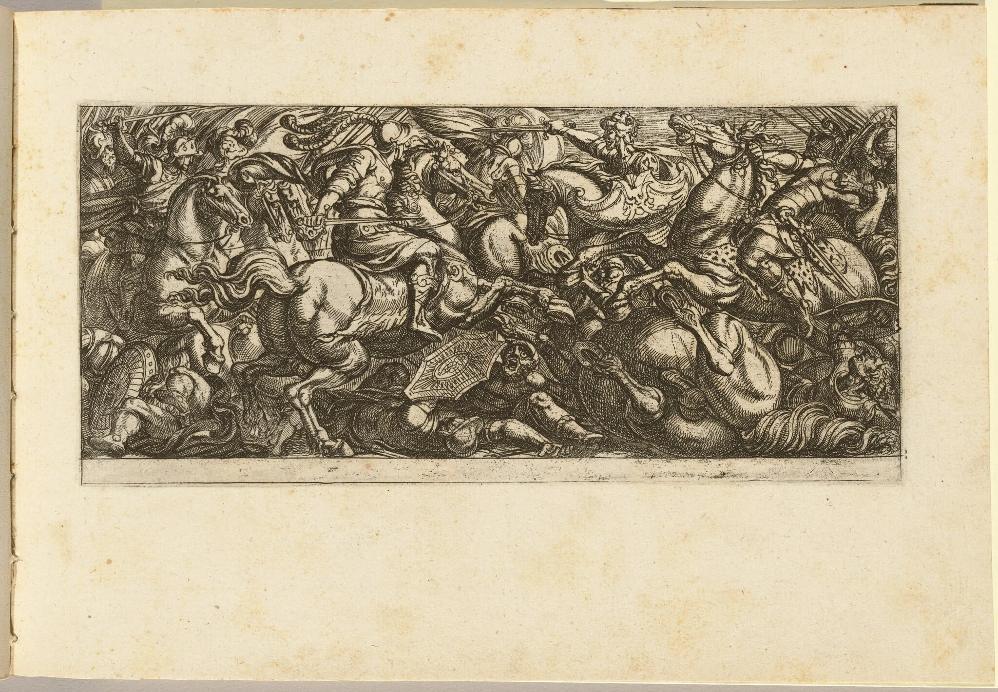 Cavalry Charge with Soldiers and Horses Trampled, by Antonio Tempesta, ink, 1592