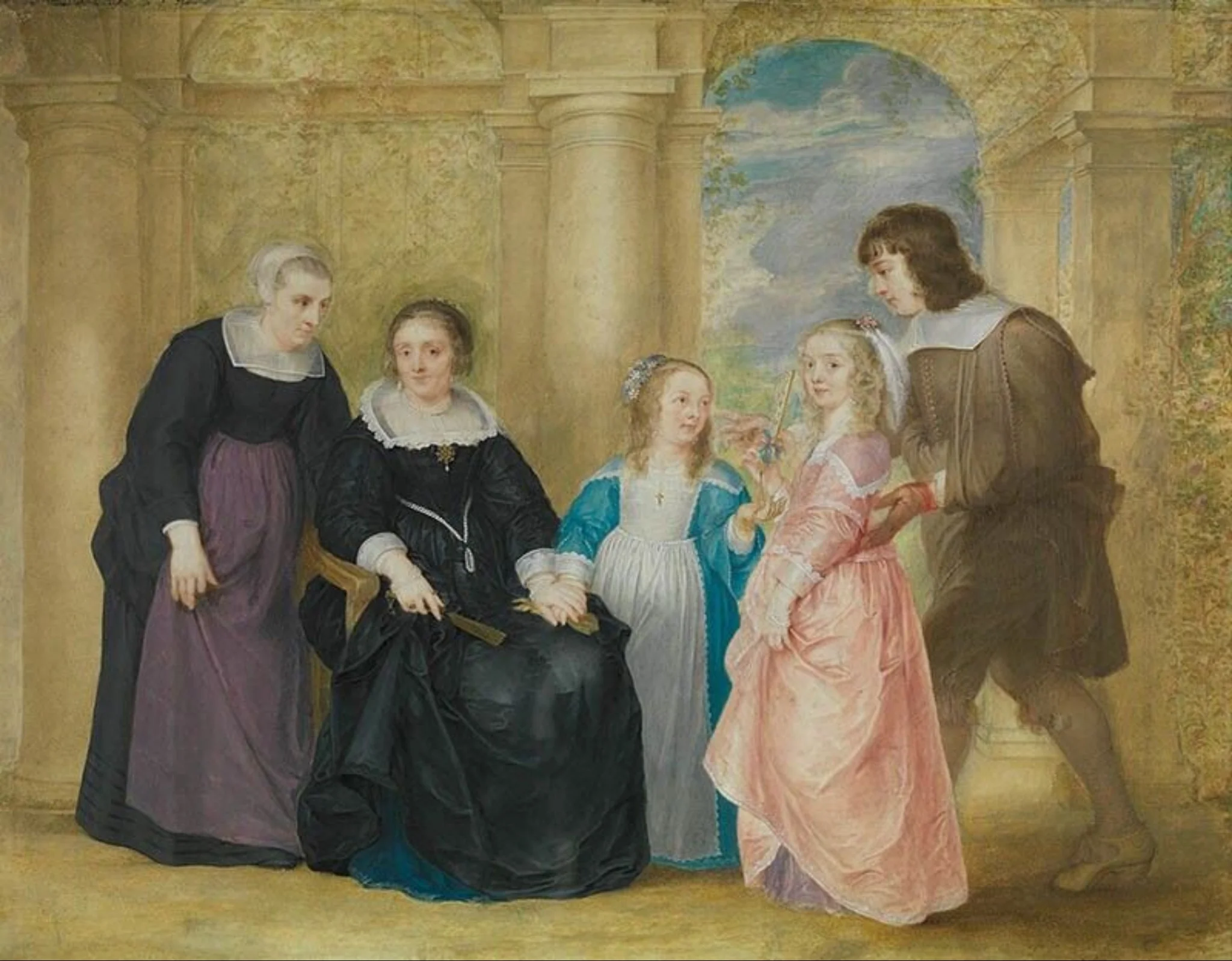 Portrait of a Family, by Philip Fruytiers, watercolor, 1642