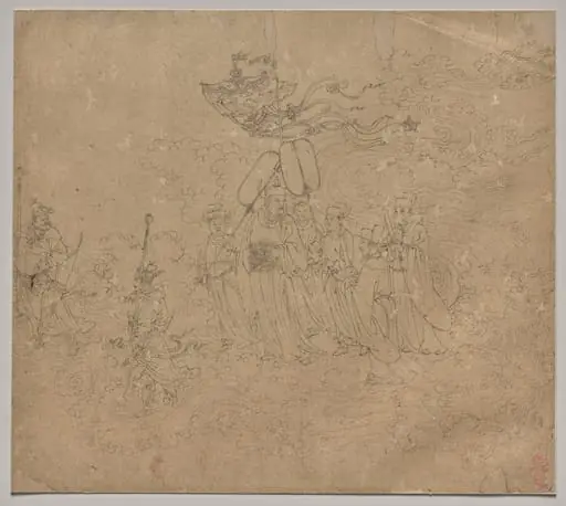 Album of Daoist and Buddhist Themes: Procession of Daoist Deities: Leaf 6