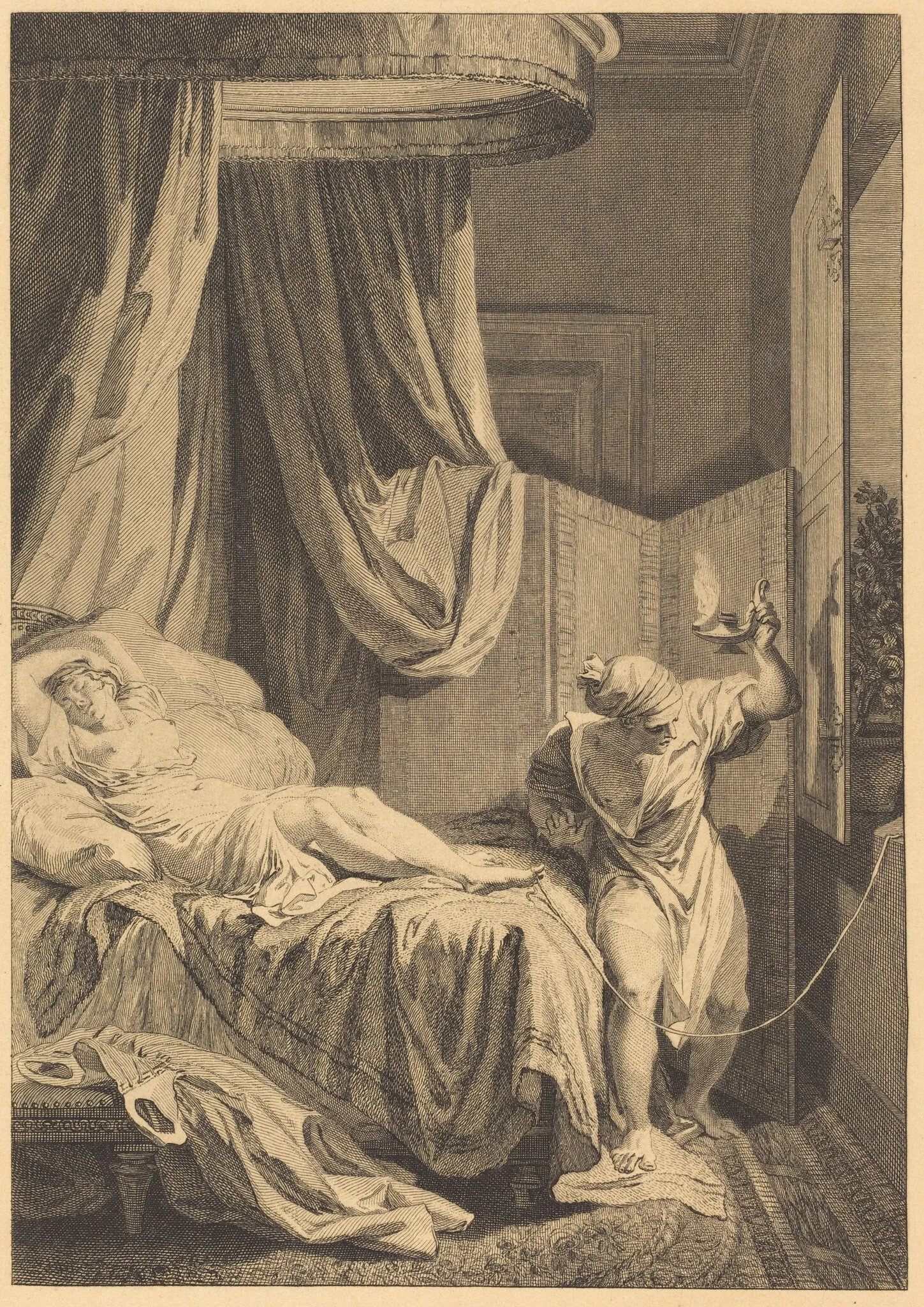 La gageure des trois commeres: Le fil, by French 18th Century, ink, 1750
