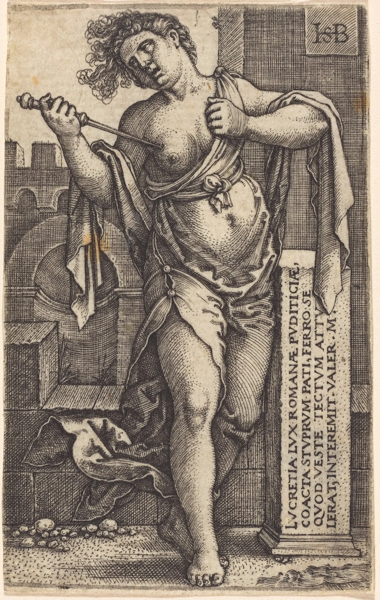 Lucretia Standing, by Sebald Beham, ink, 1540