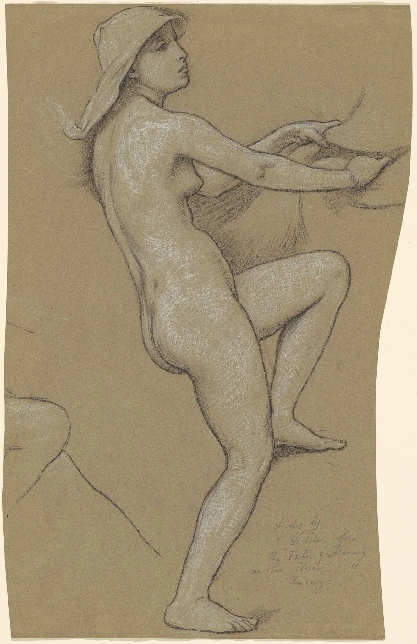 Study for "The Fates Gathering in the Stars", by Elihu Vedder, chalk, 1886