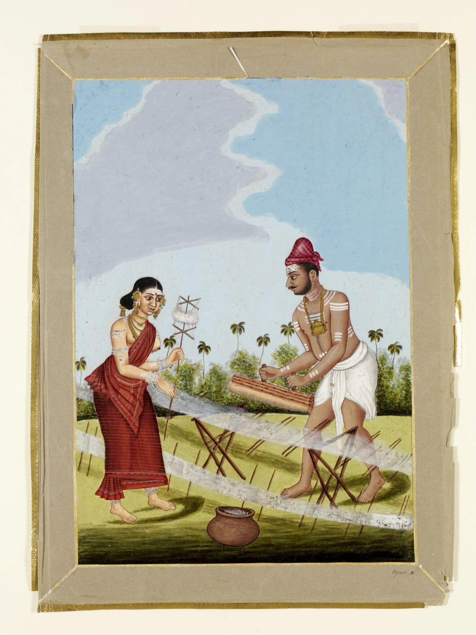 A Weaver and his wife, by Unknown, paint, 1800