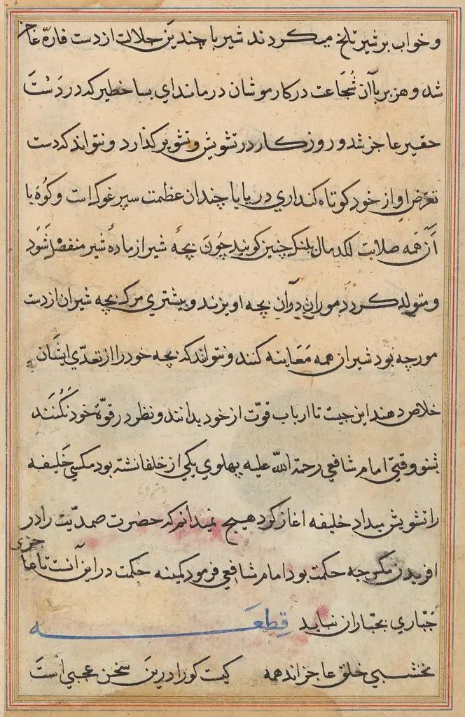 Page from Tales of a Parrot (Tuti-nama): text page