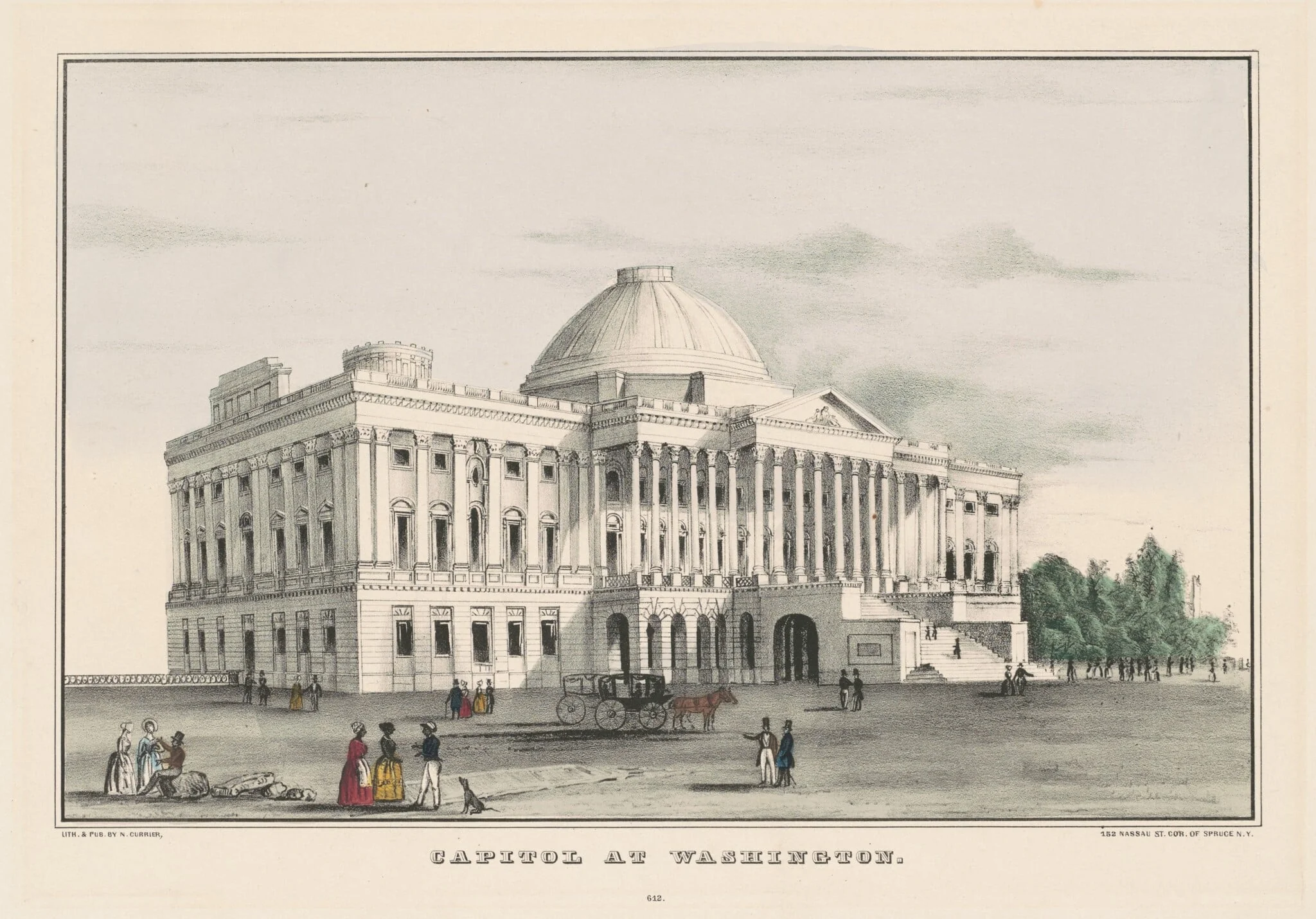 Capitol at Washington, by Nathaniel Currier, ink, 1850
