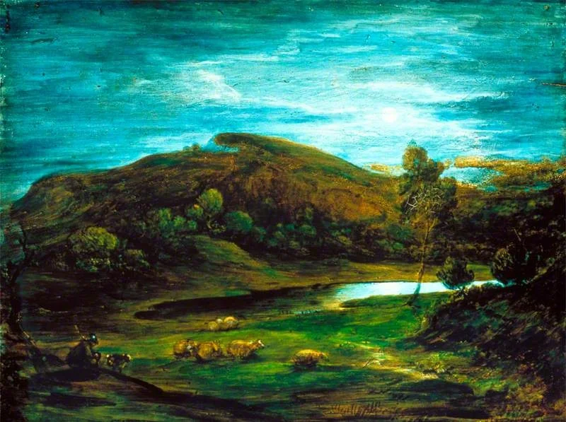 Open Landscape with a Shepherd, Sheep, a Pool and Distant Hills, by Thomas Gainsborough, unspecified, 1794