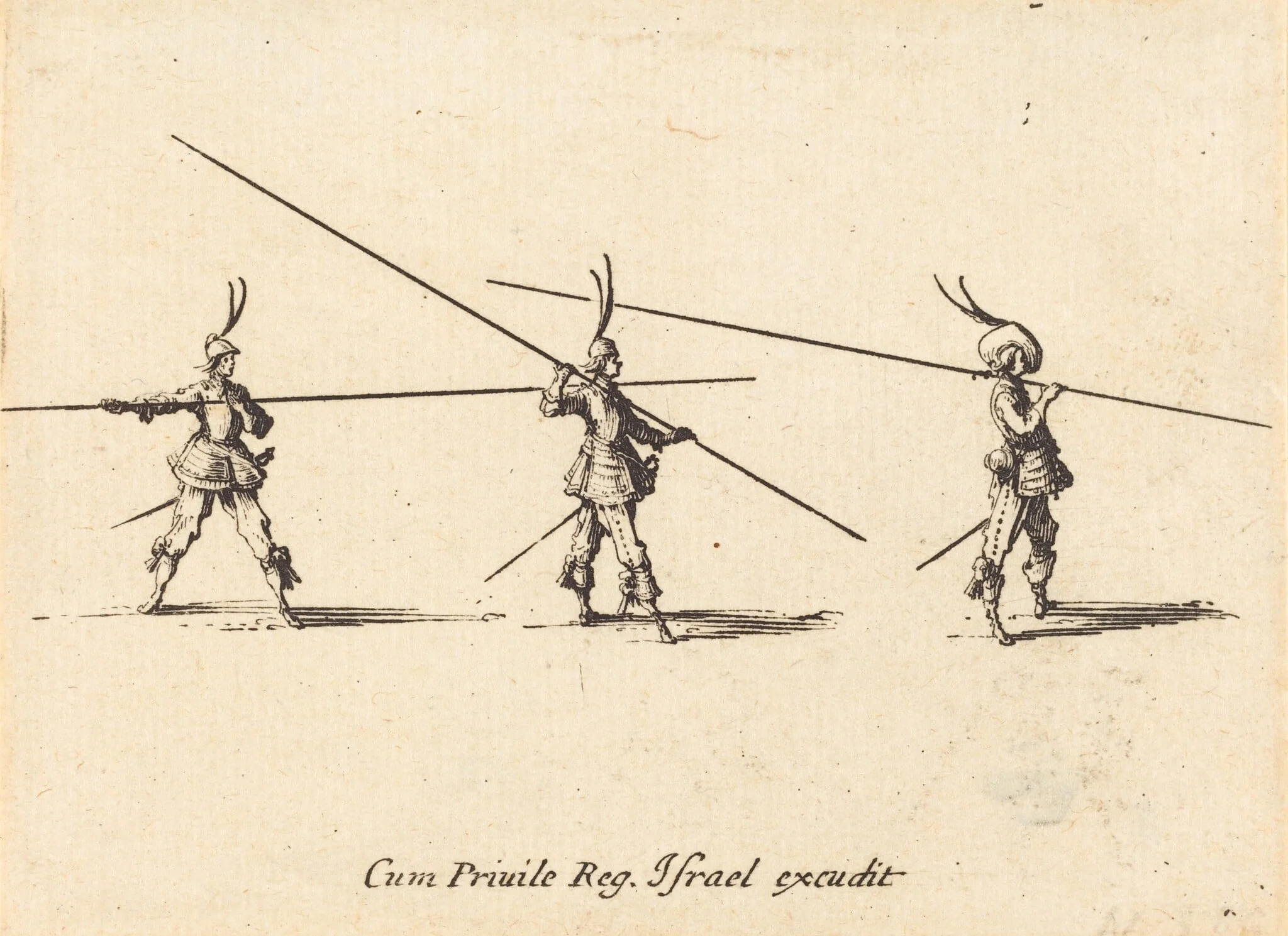 Drill with Tilted Pikes, by Jacques Callot, ink, 1634