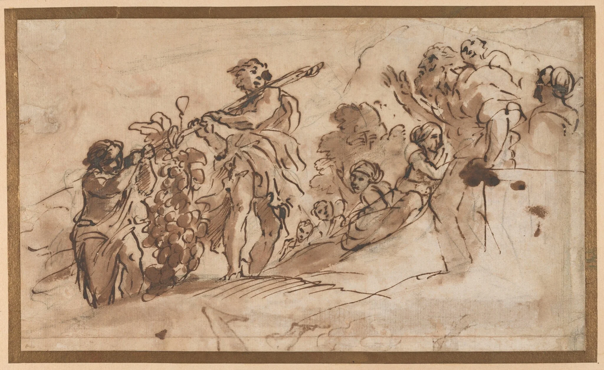 The Return of the Spies from the Promised Land, by Pier Francesco Mola, chalk, 1666