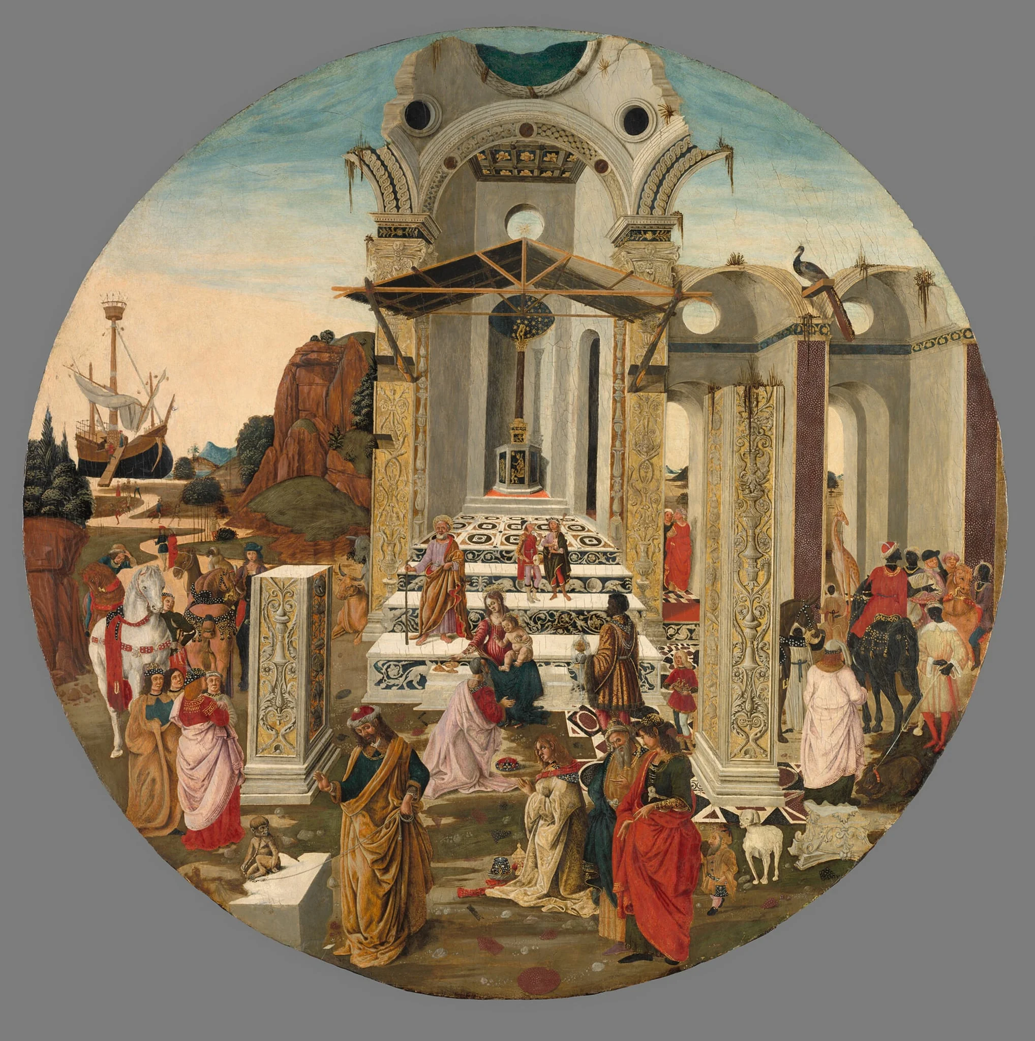 The Adoration of the Magi, by Raffaello Botticini, tempera, 1495