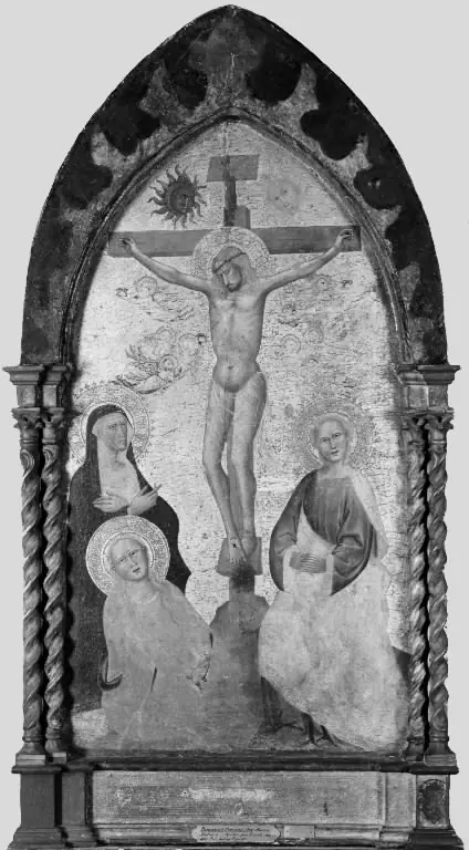 Christ on the Cross mourned by the Virgin Mary and Saints Mary Magdalene and John