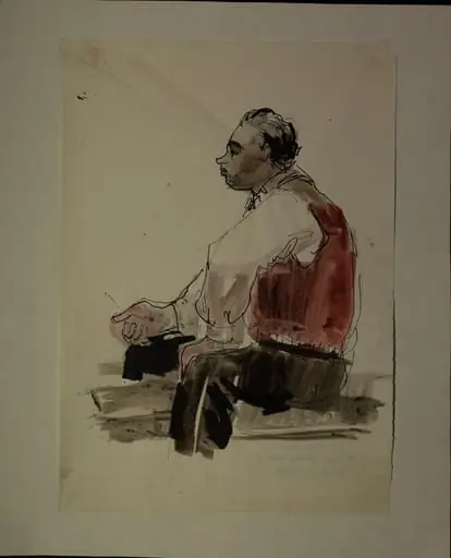 Portret al pictorului Pavel Codiță (1916-2000), până la brâu, așezat, din profil, spre stânga. la pian. Lucia Cosmescu (1916-1969) a fost pictoriță și grafician român, Născută în Galați, a făcut studii de pictură la Academia de Arte Frumoase din București.