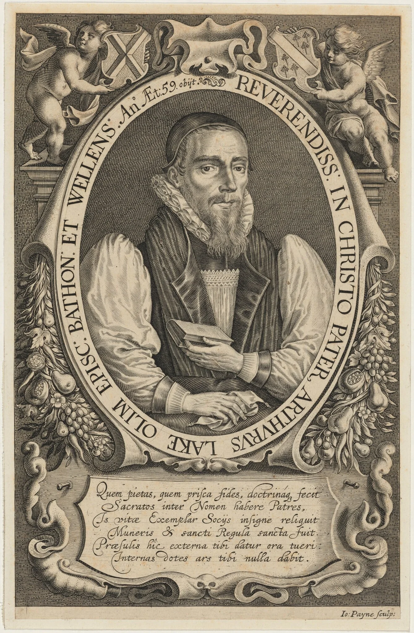 Arthur Lake, Bishop of Bath and Wells, by John Payne, ink, 1629