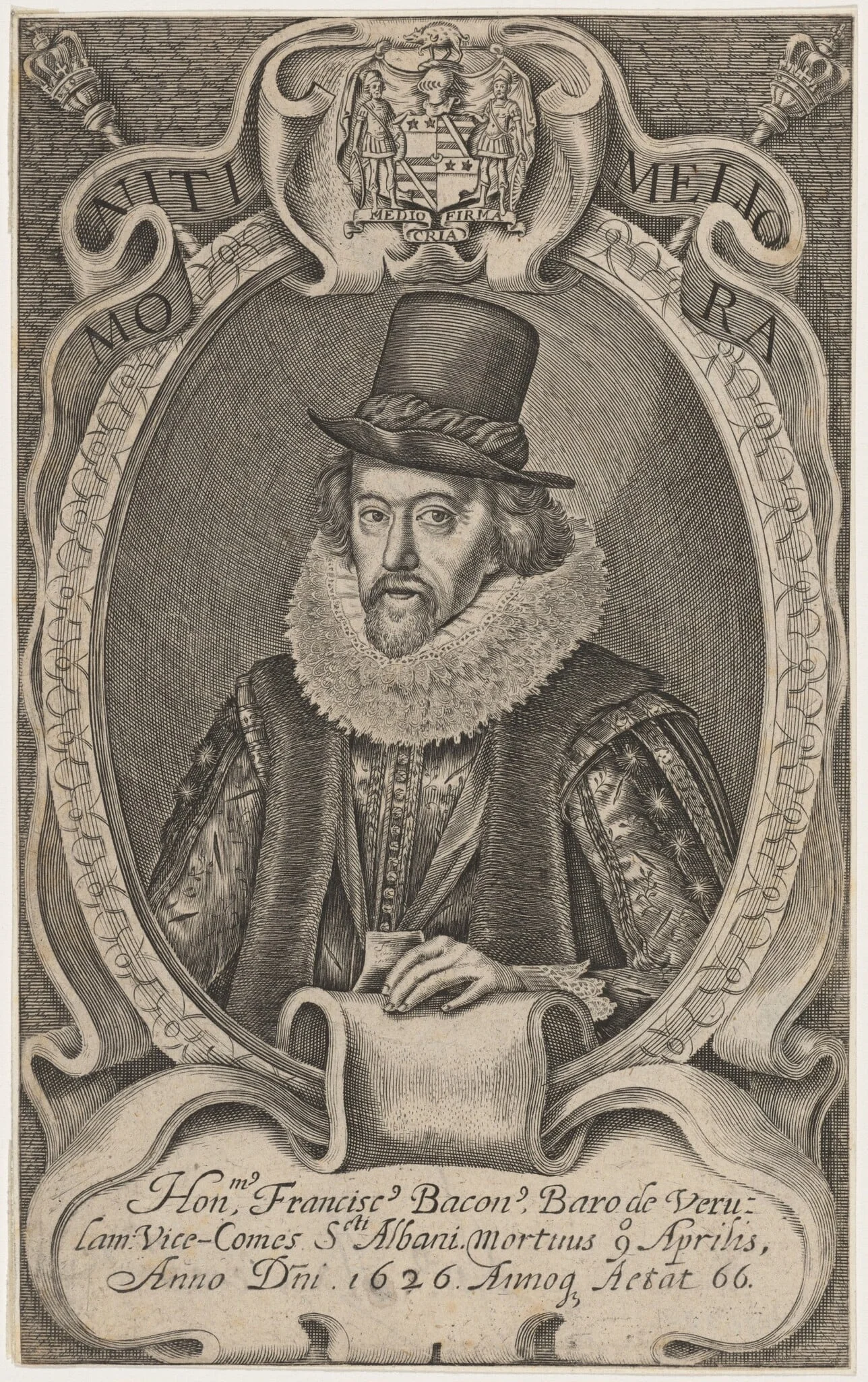 Sir Francis Bacon, by Simon van de Passe, ink, 1621