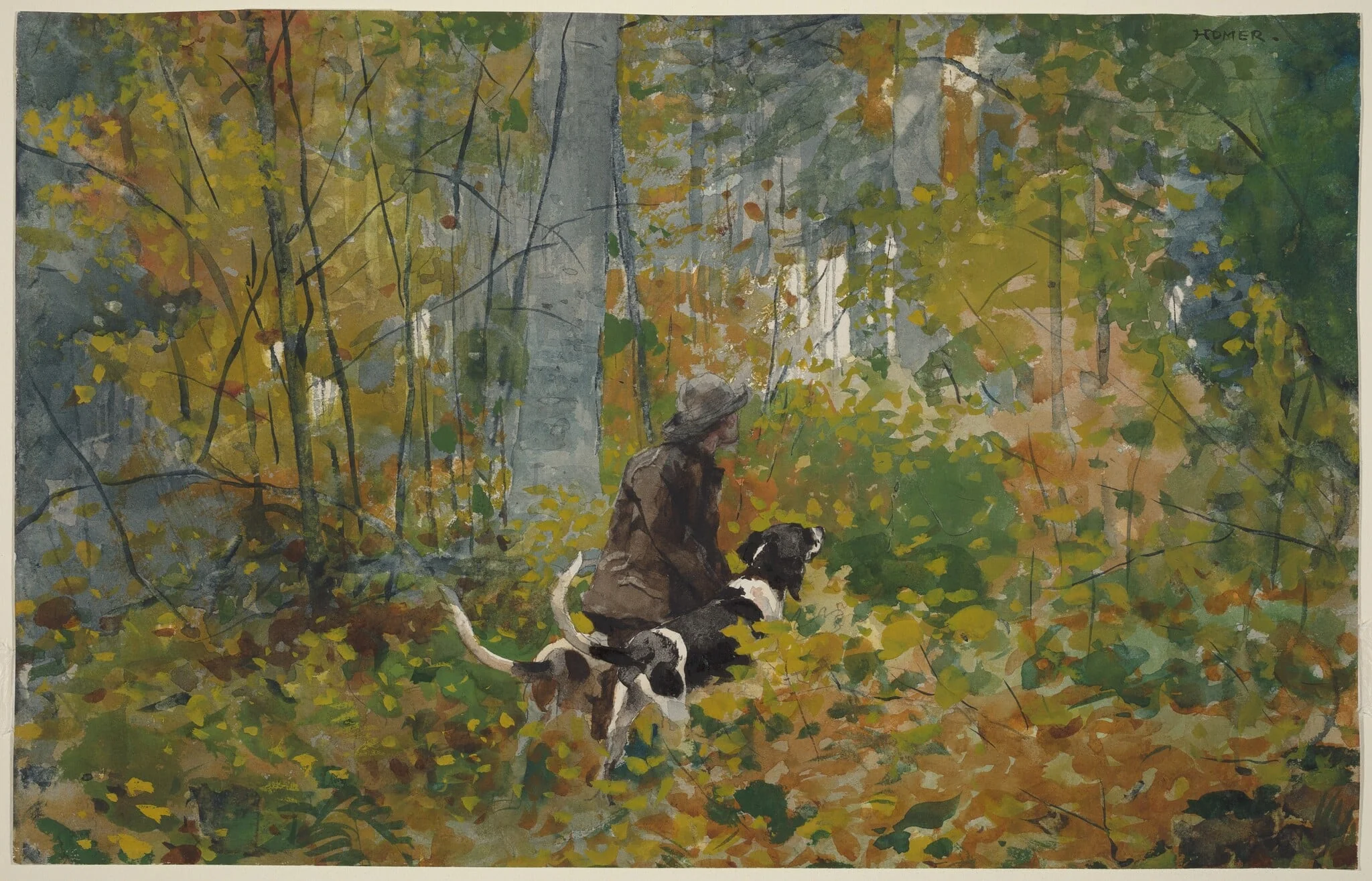 On the Trail, by Winslow Homer, graphite, 1889