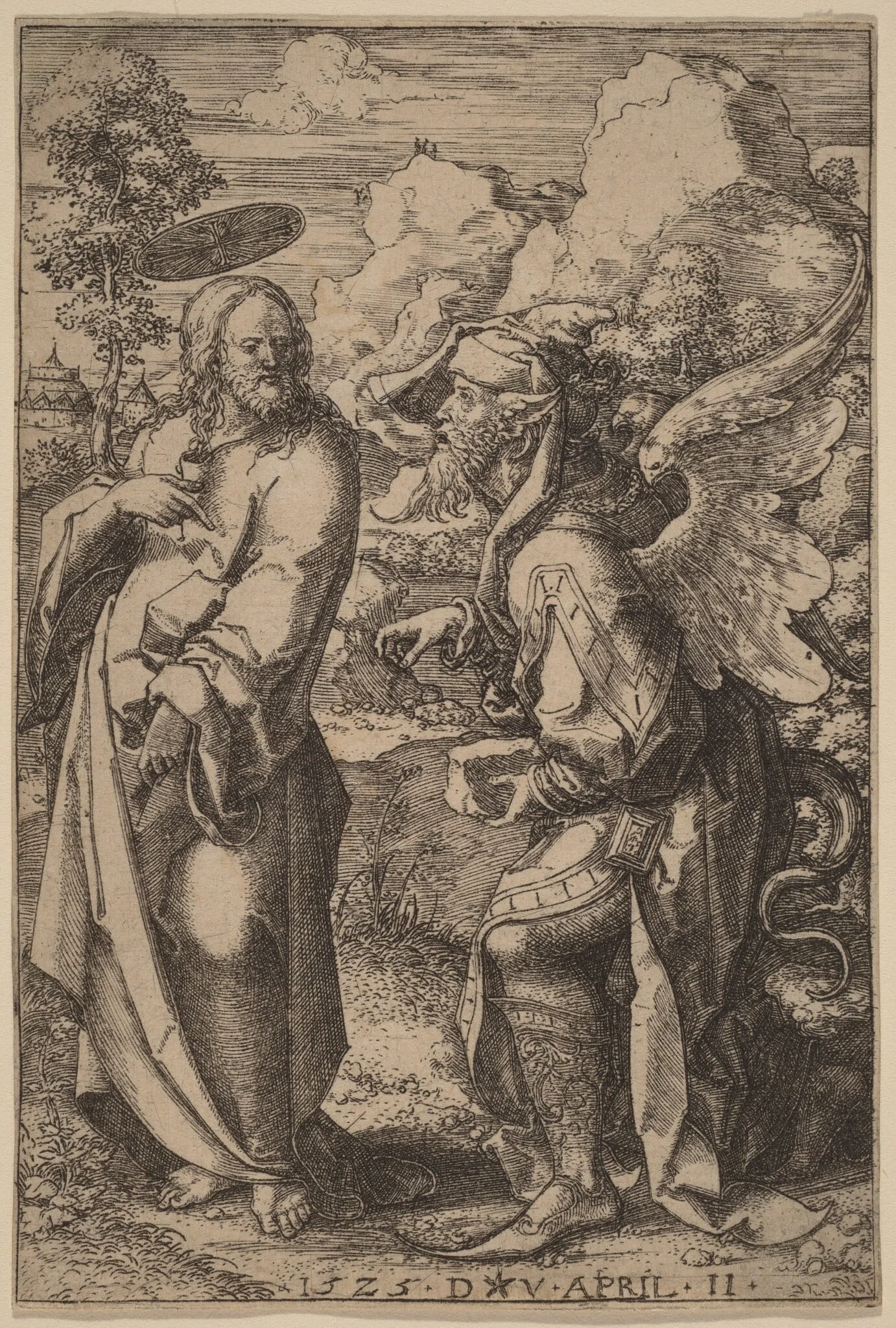 The Temptation of Christ, by Dirk Jacobsz Vellert, ink, 1523