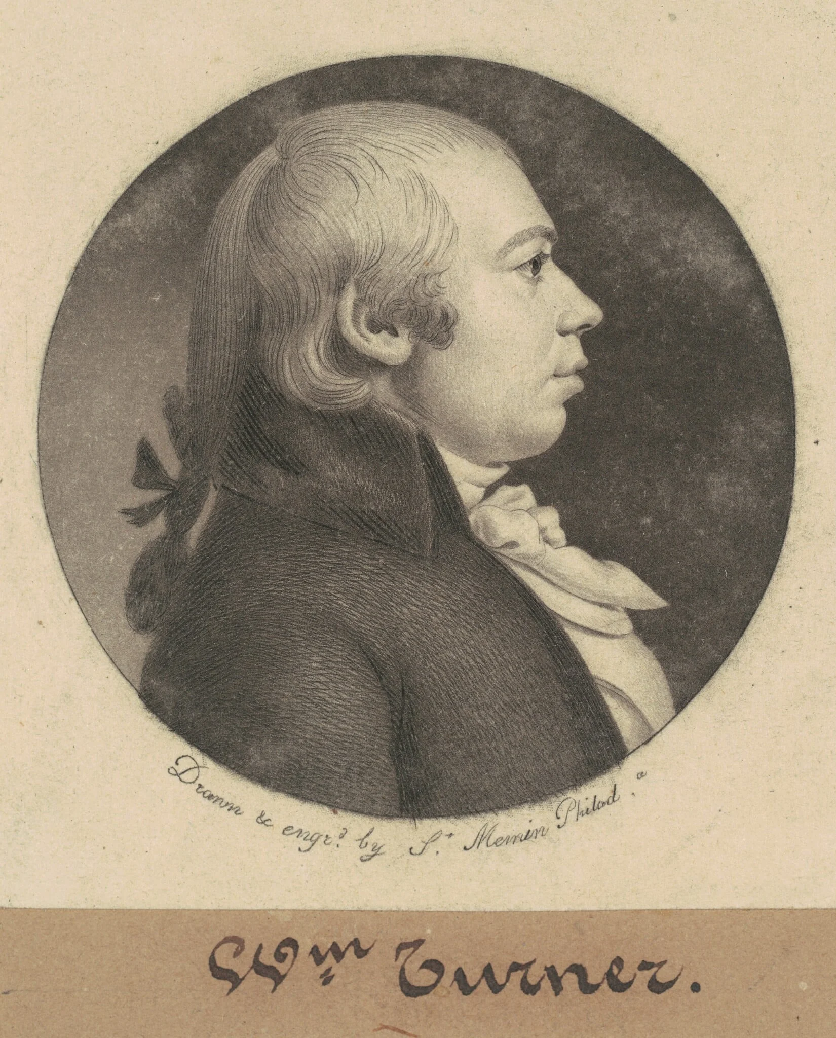 William Turner, by Charles Balthazar Julien Févret de Saint-Mémin, ink, 1800