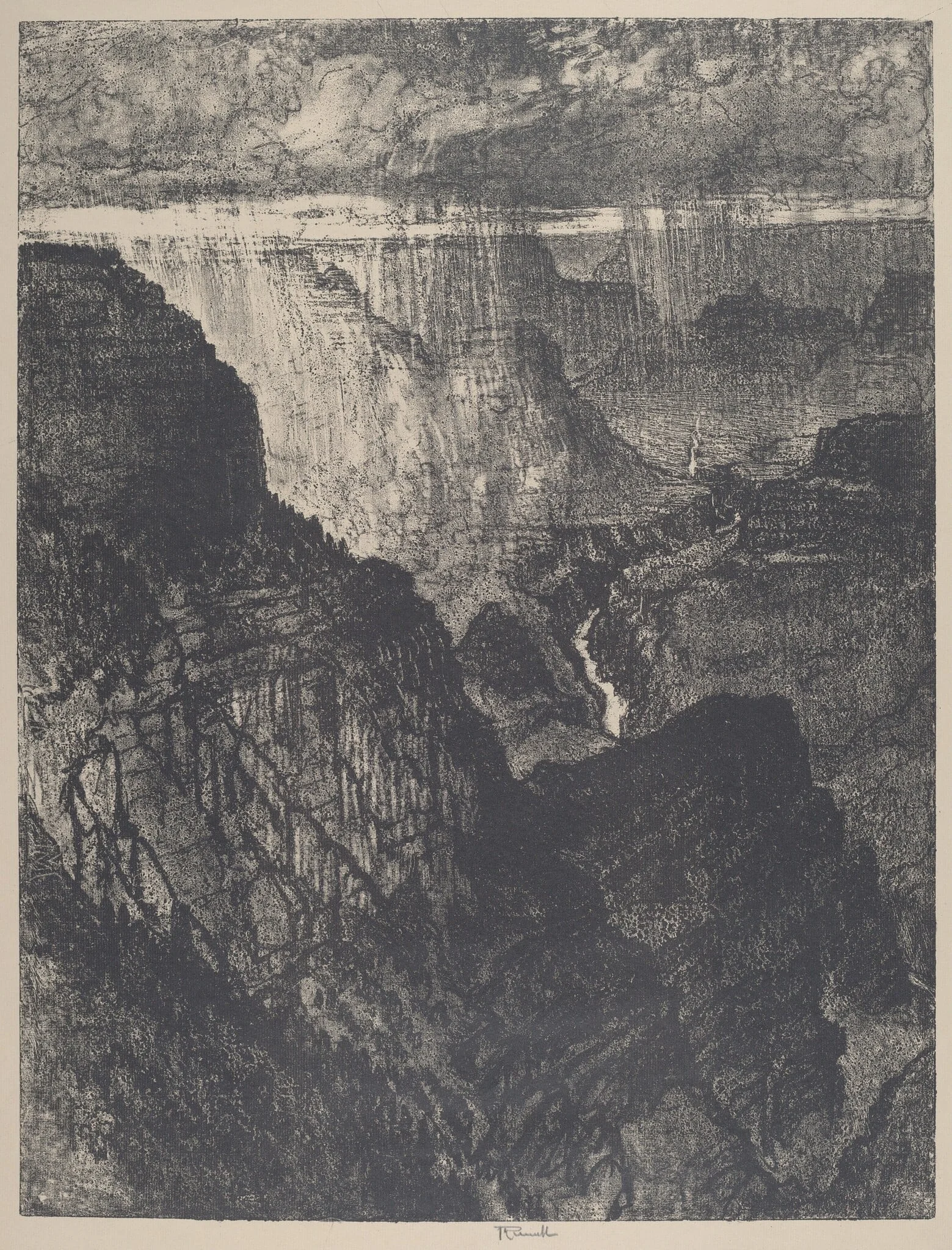 Storm in the Grand Canyon, by Joseph Pennell, ink, 1912