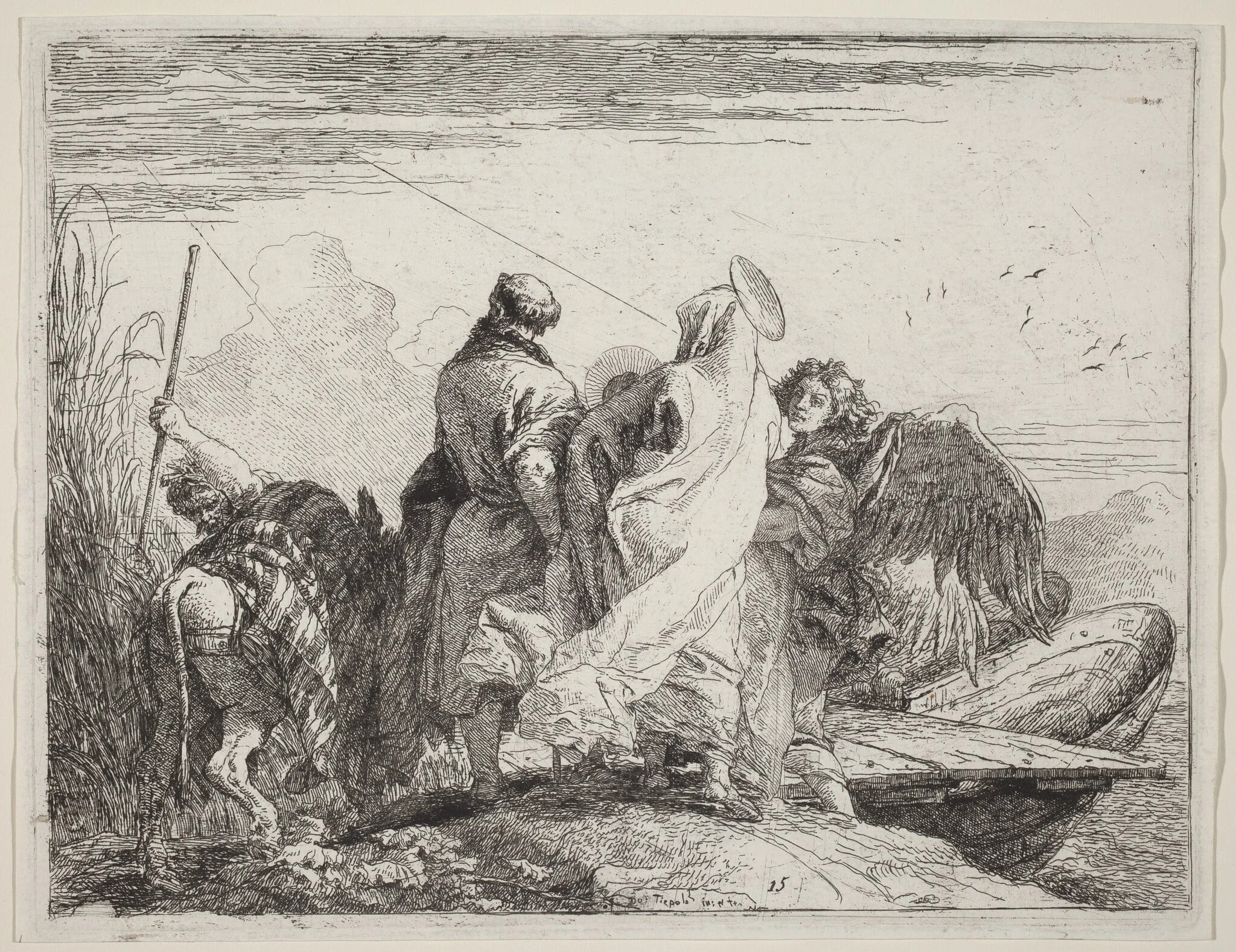 The Holy Family Preparing to Embark, by Giovanni Domenico Tiepolo, ink, 1753