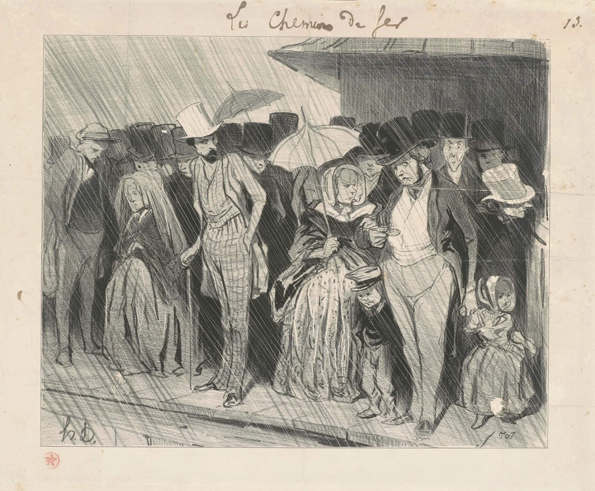 Une station infiniment trop prolongée, by Honoré Daumier, ink, 1843