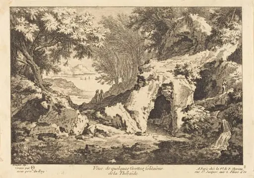Veue de quelques Grottes solitaires de la Thebaide