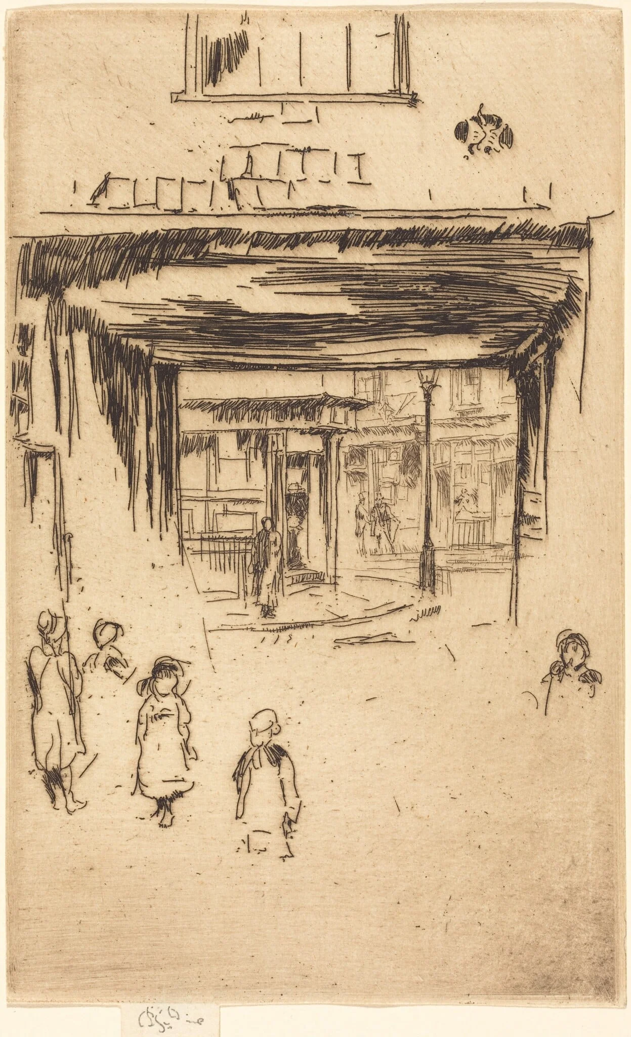 Drury Lane, by James McNeill Whistler, ink, 1880