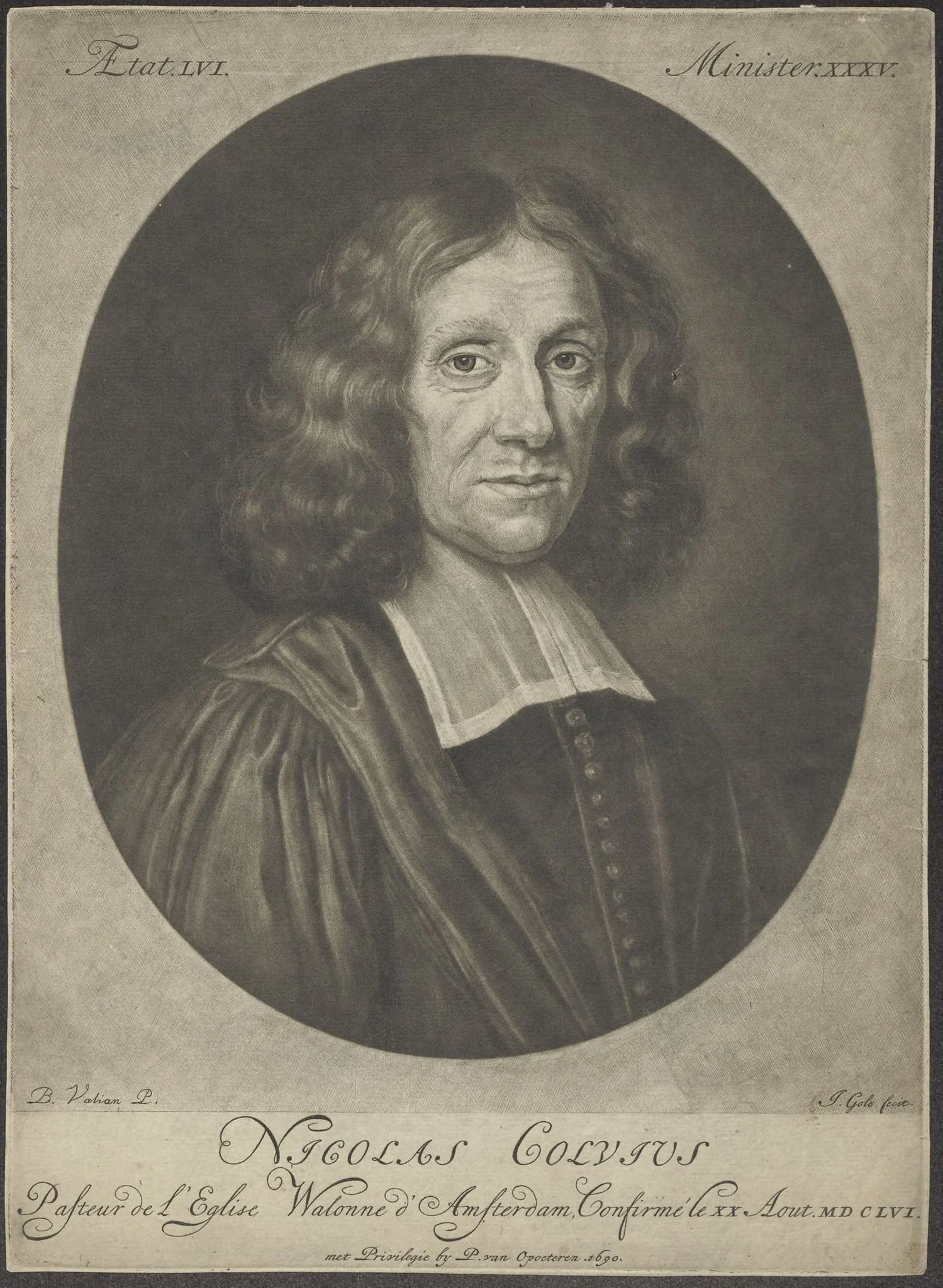 Portrait of Nicolas Colvius, Walloon minister in AmsterdaM