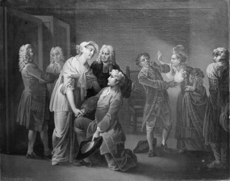Henrik og Pernille, III akt, 13. scene, by Christian August Lorentzen, oil, 1815
