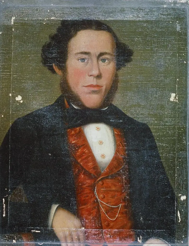 Portrait of man with red waistcoat