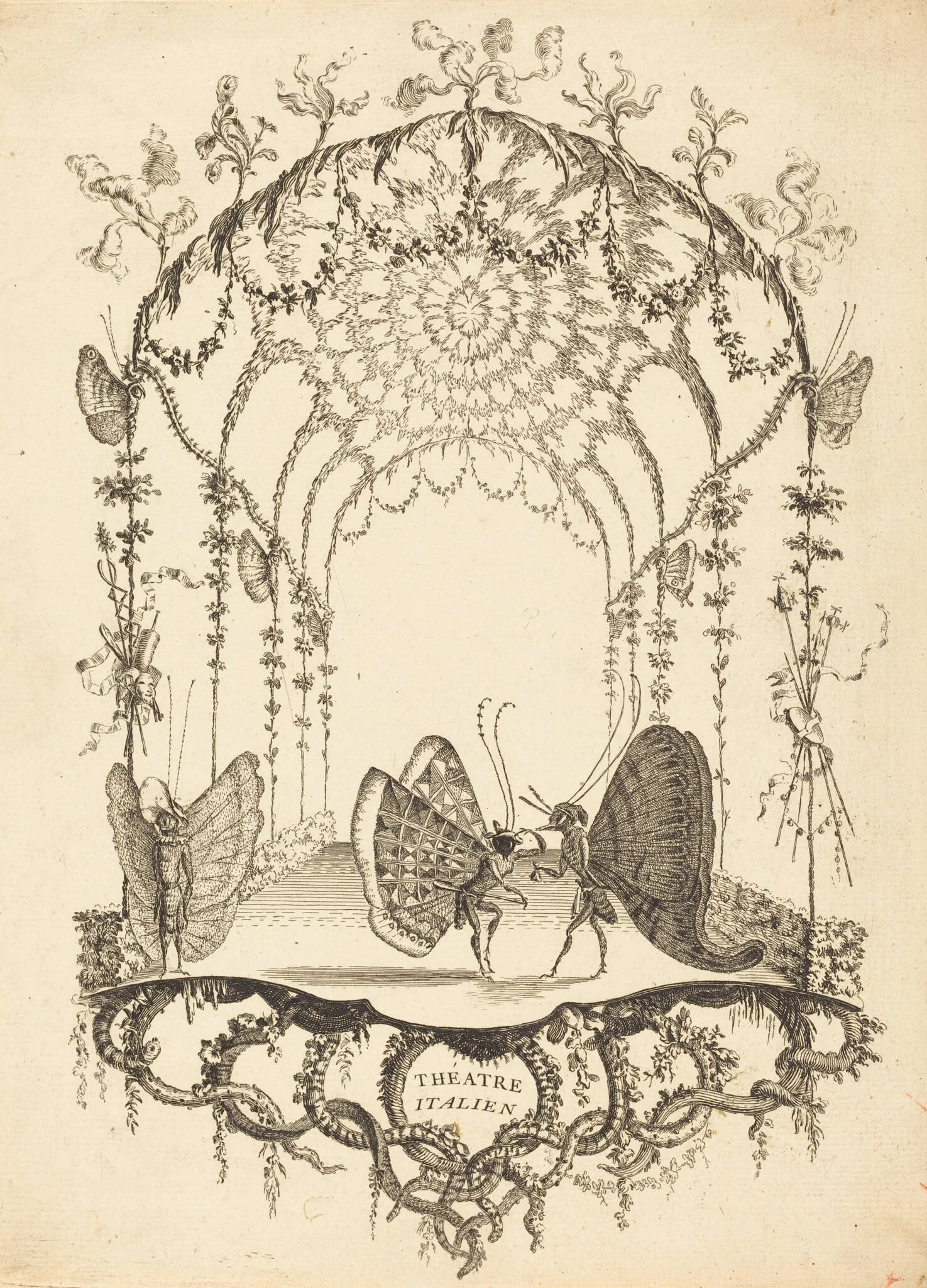 Théâtre Italien (Italian Theater), by Charles Germain de Saint-Aubin, ink, 1756