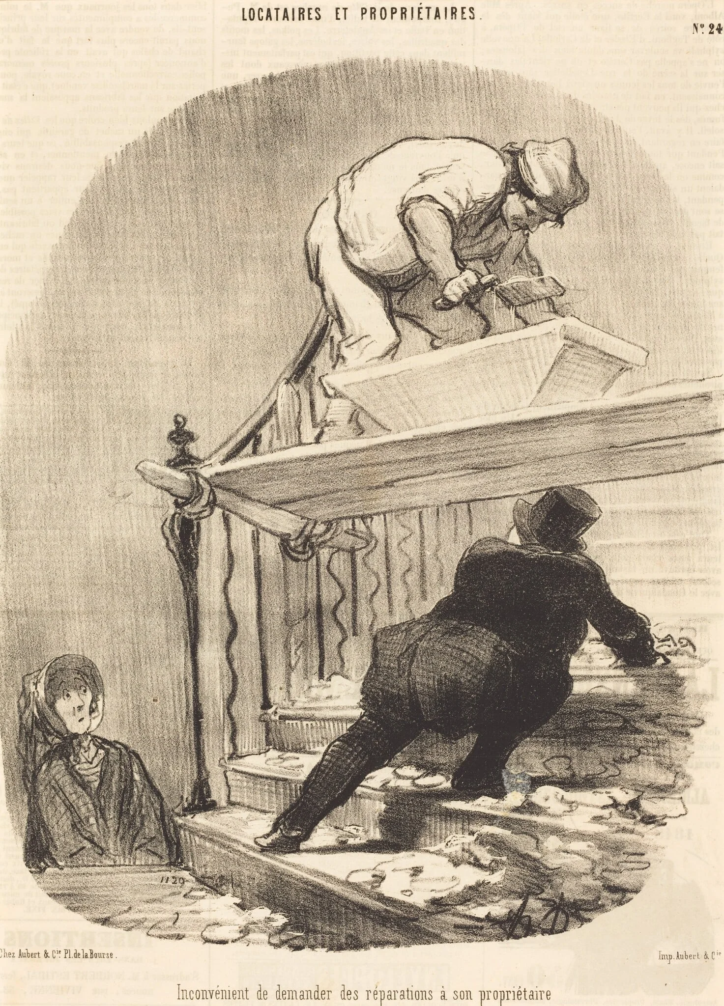 Inconvénient de demander des réparations..., by Honoré Daumier, ink, 1847