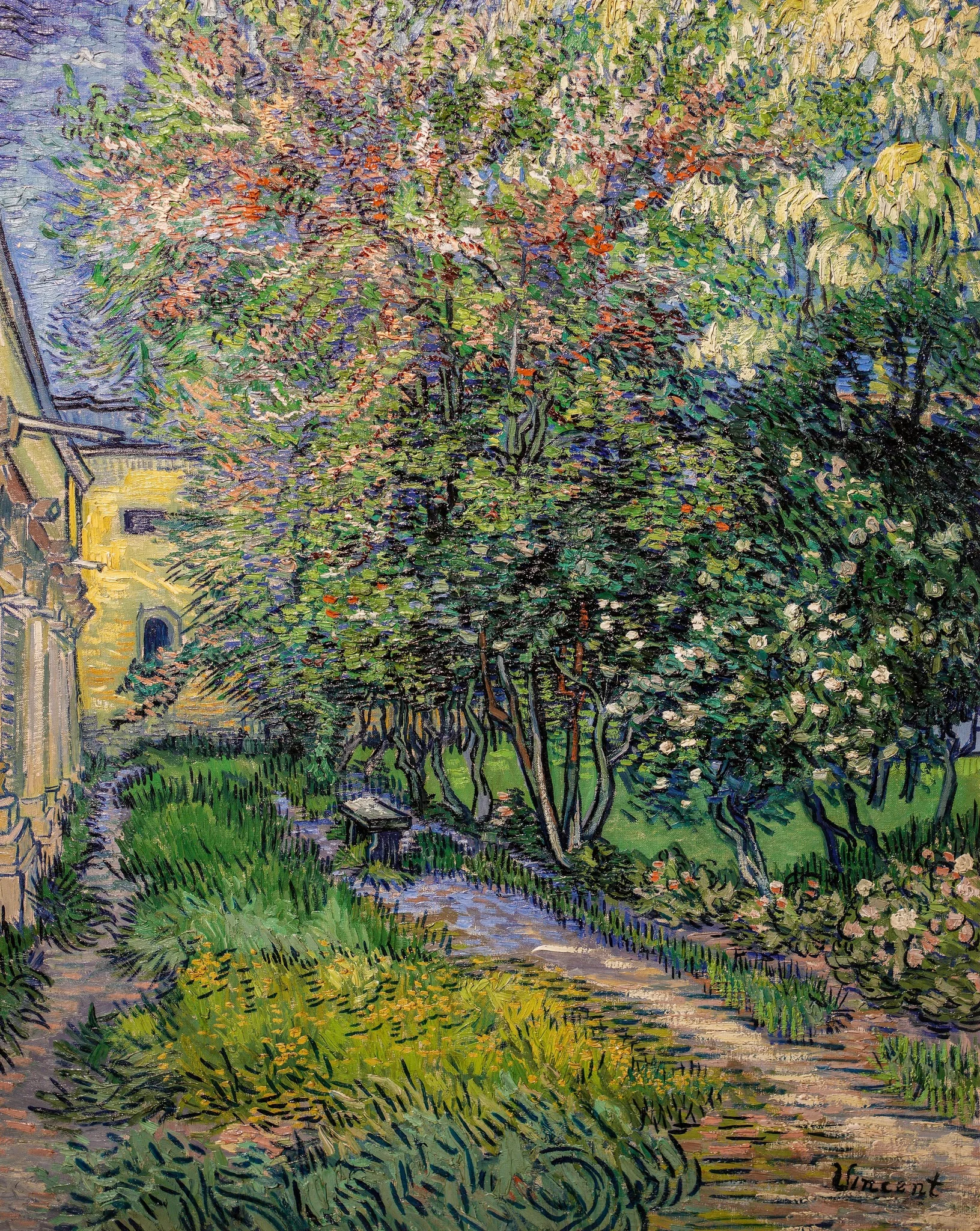 The garden at the asylum at Saint-Rémy, by Vincent van Gogh, oil, 1889