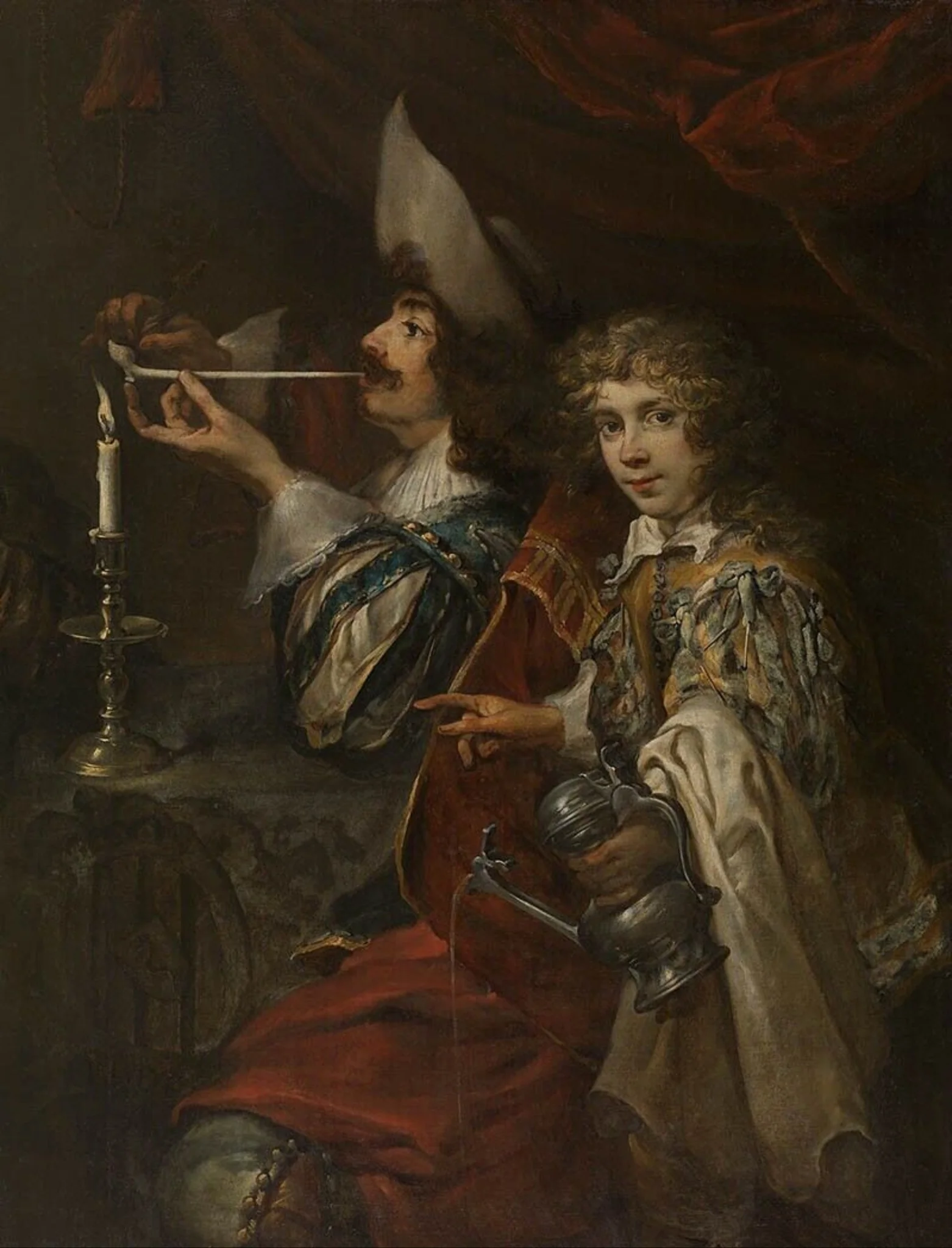The Smoker, by Jan Cossiers, oil, 1650