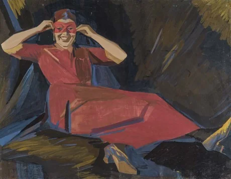 The woman with a mask. S. I. Dimshits, by Martiros Saryan, tempera, 1913
