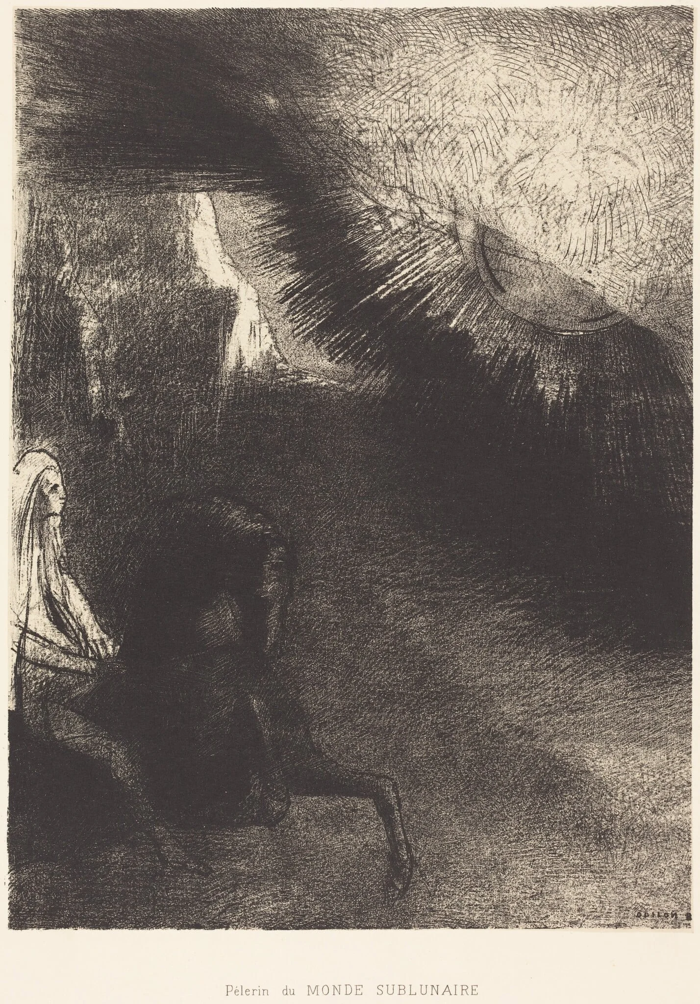 Pélerin du monde sublunaire (Pilgrim of the sublunary world), by Odilon Redon, ink, 1891