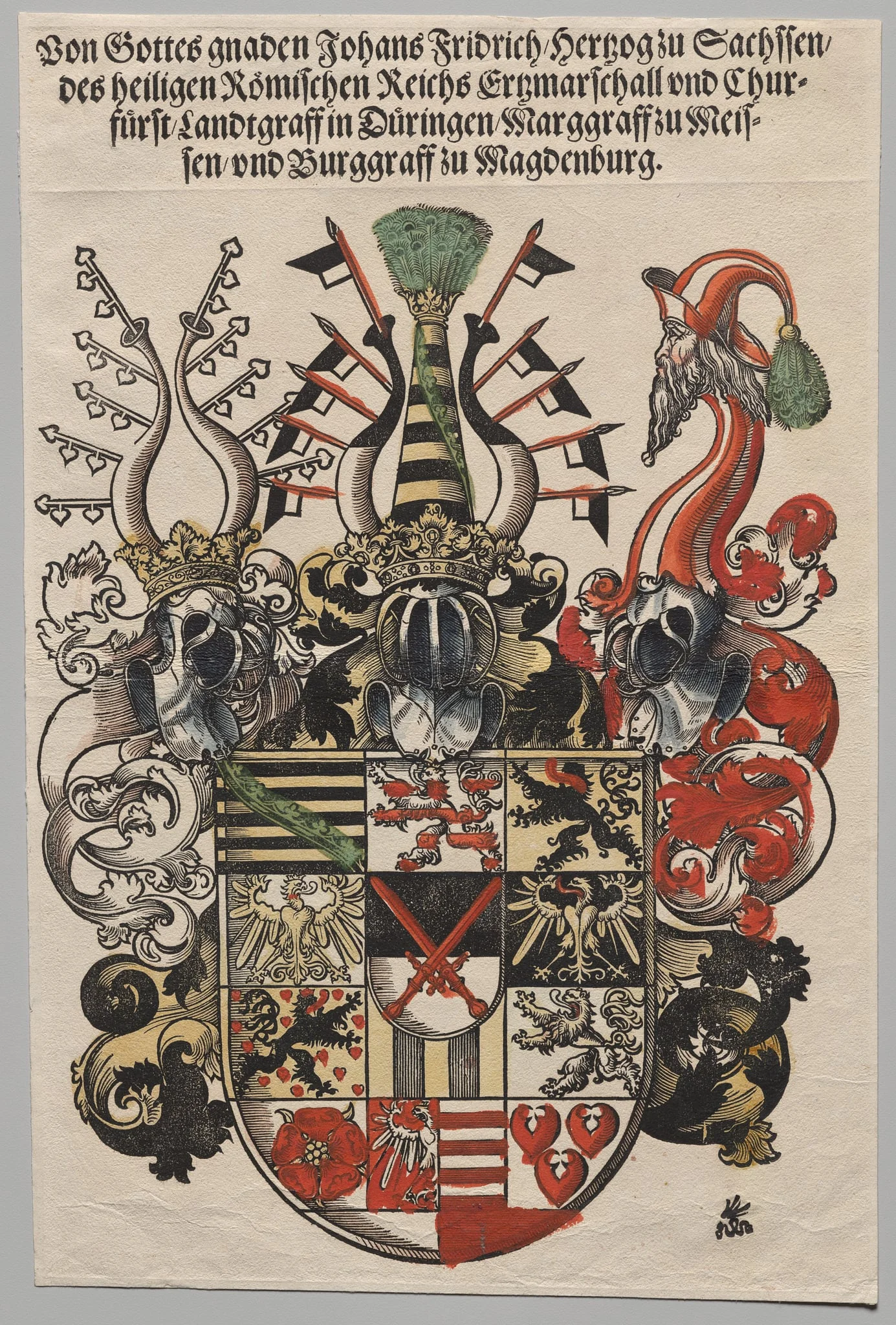 Coat of Arms of John Frederic, Elector of Saxony, called the Magnanimous, by Lucas Cranach the Younger, 1546