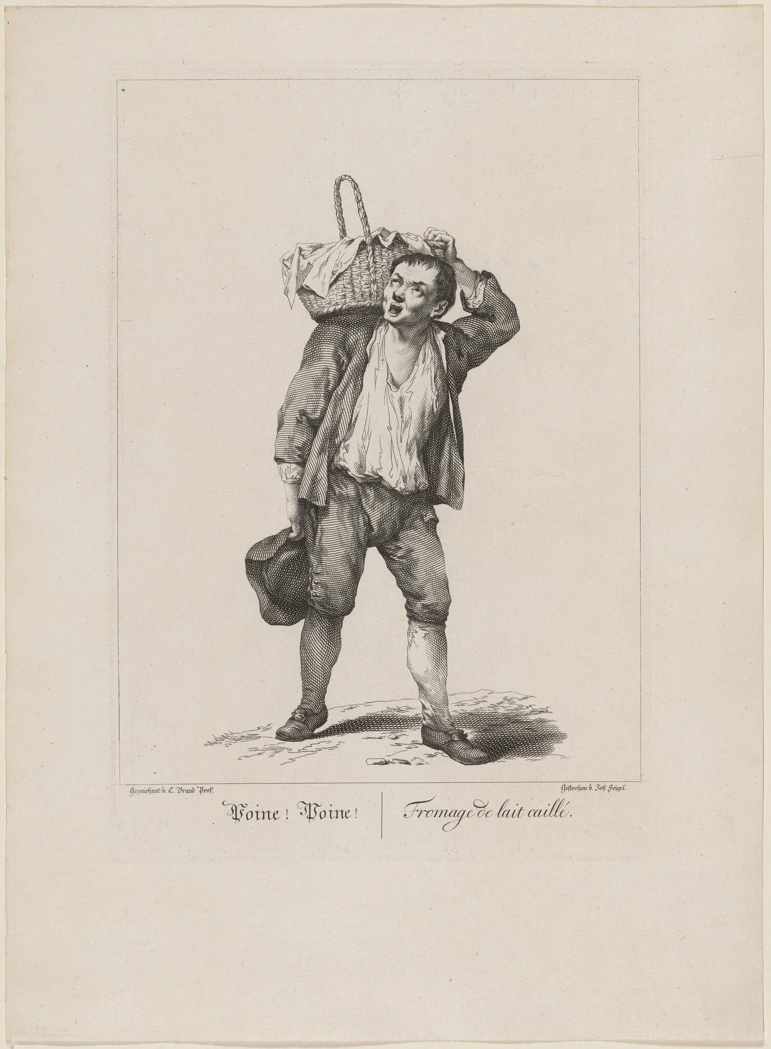 Poine! Poine! (Cheese Curd Seller), by Johann Feigel, ink, 1775
