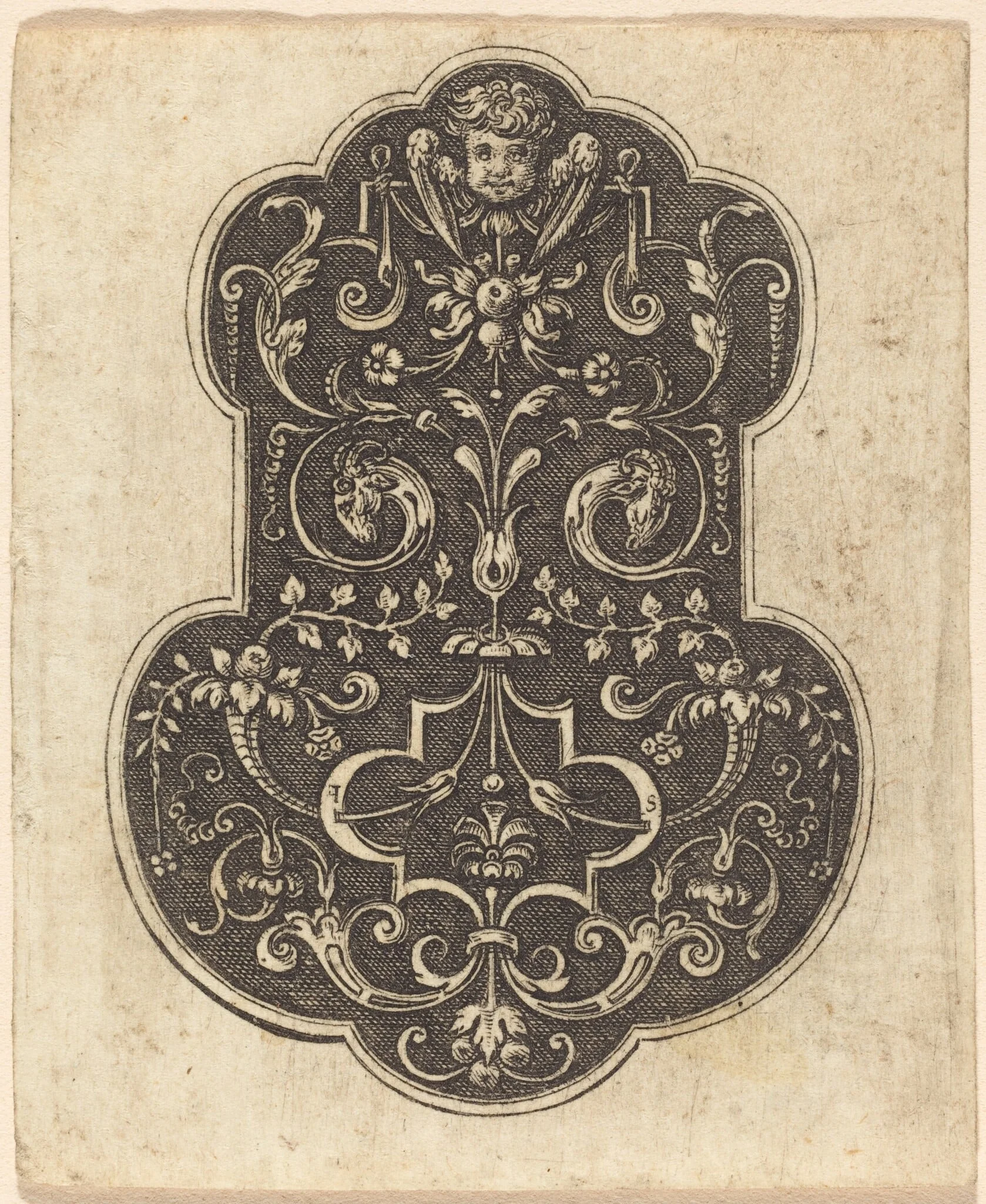 Cherub, by Etienne Delaune, ink, 1551