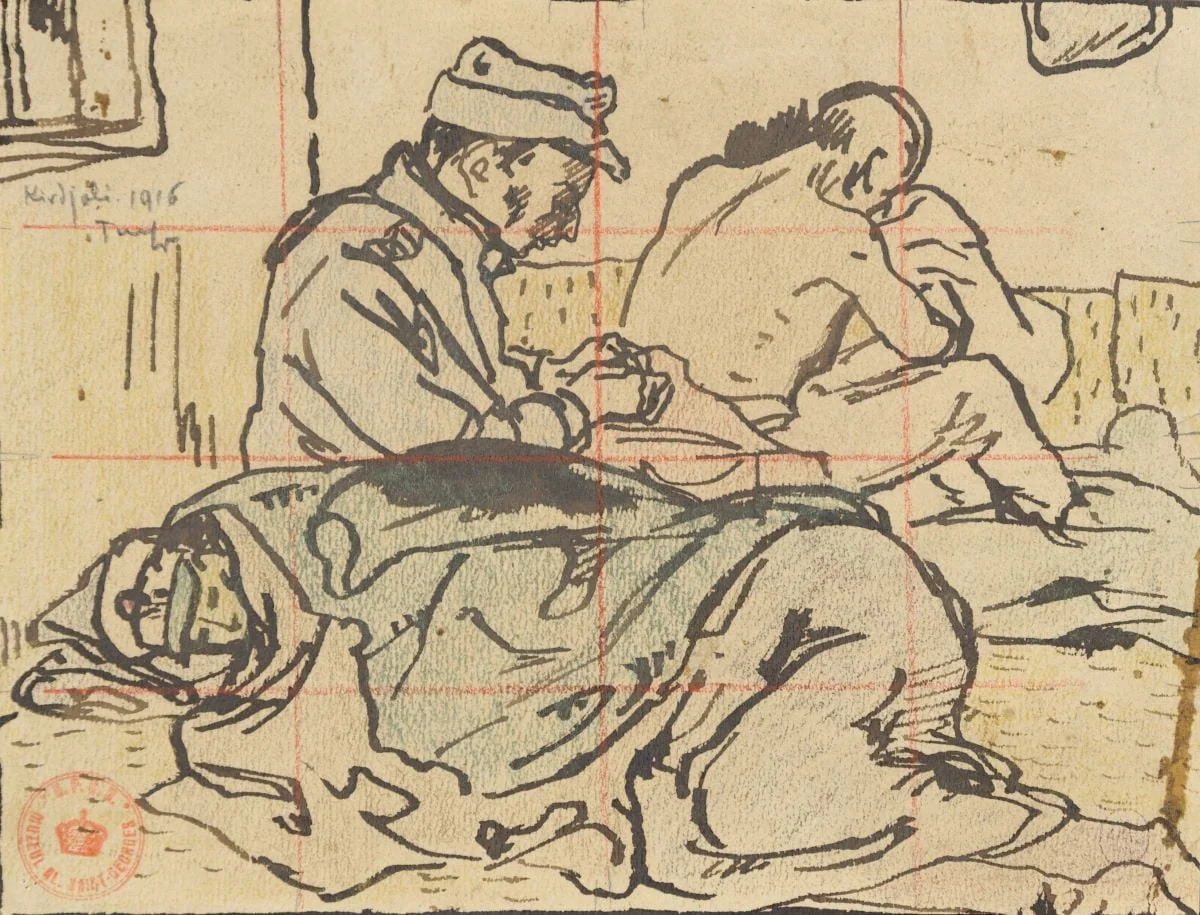 Soldați în lagărul bulgăresc de la Kîrdjali, by Nicolae Tonitza, 1916
